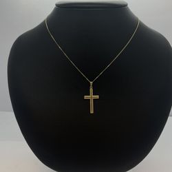 Gold Set Cross And Chain 14K Used 