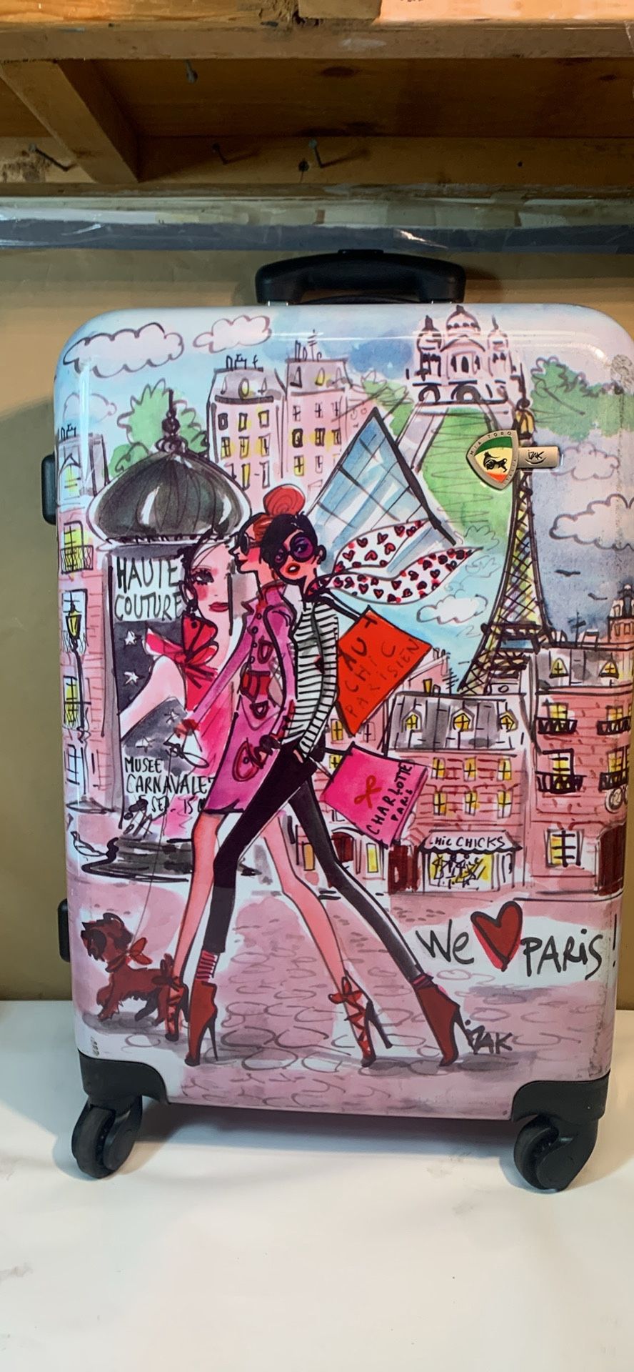 Mia Toro 24” Izak- Paris Print Rolling Spinner Suitcase 