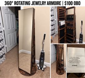 360° Rotating Jewelry Armoire with Full-Length Mirror – $70 each