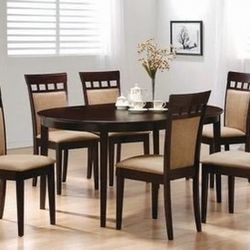 Brand New 7 PC Cappuccino/Tan Dining Set
