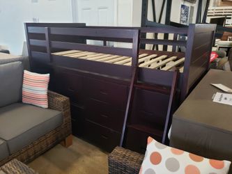New twin size loft bed frame with dresser and bookcase tax included delivery available