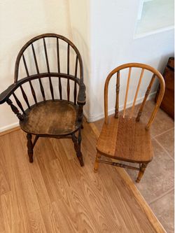 Antique Little Wood School Chairs (2)