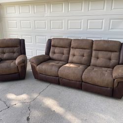 Brown Recliner Couch Sofa Set