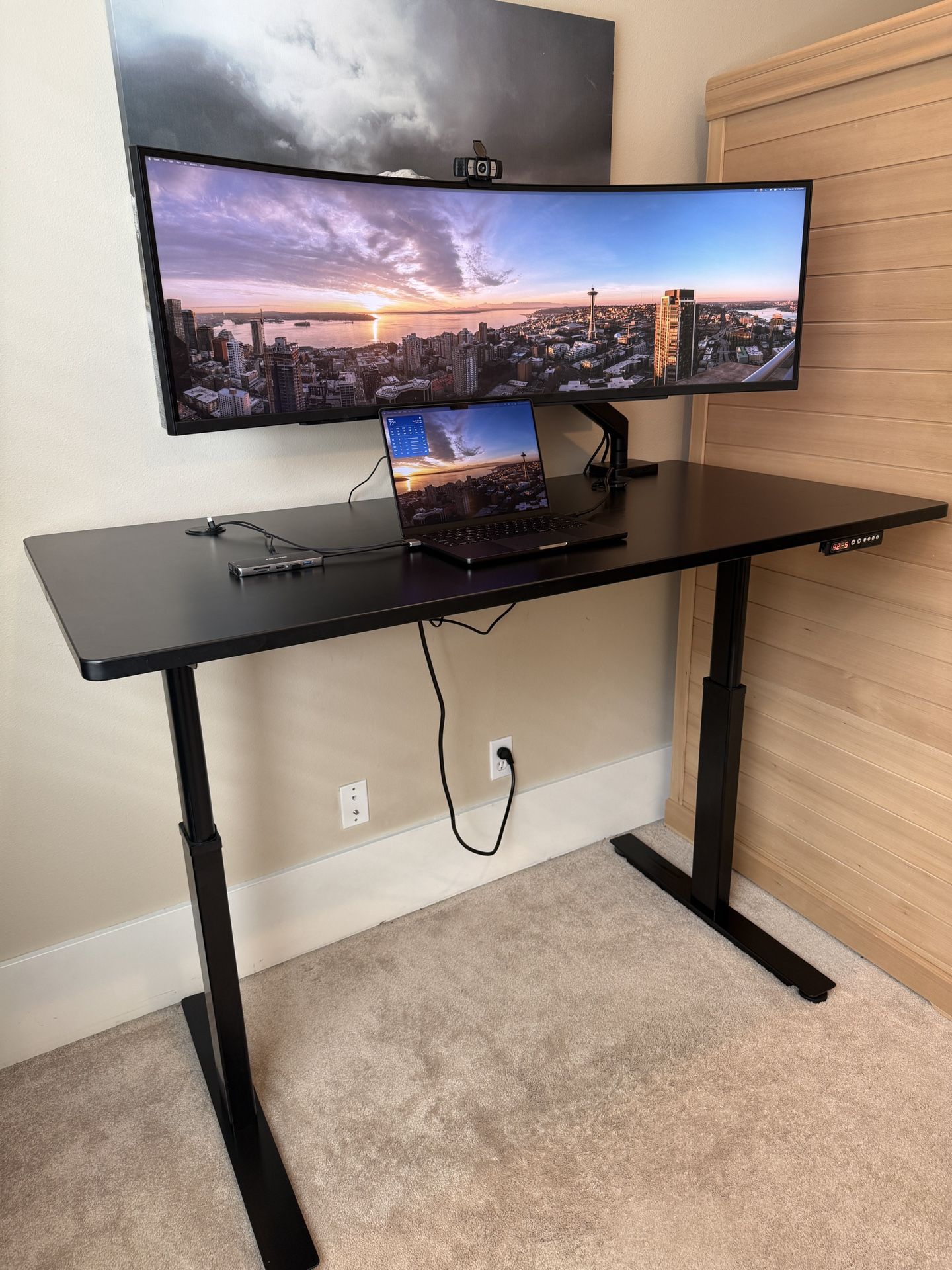 60” x 30” Black Sit-Stand Desk - Excellent Condition