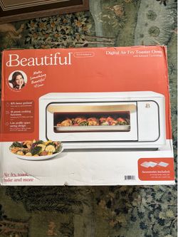 Beautiful by Drew Barrymore 6-Slice Touchscreen Air Fryer Toaster Oven, White Icing