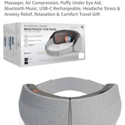 Sharper Image® RealTouch™ Eye Mask, Hot + Cold Massager, Air Compression, Puffy Under Eye Aid, Bluetooth Music, USB-C Rechargeable, Headache Stress & 