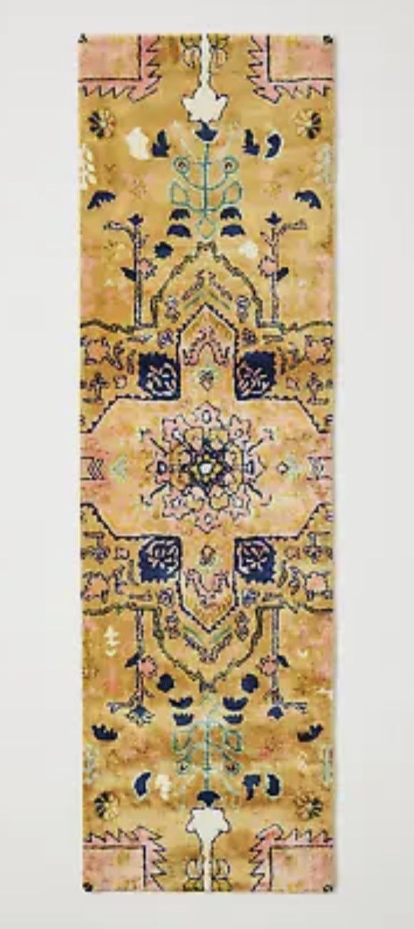 Anthropologie Tufted Maribelle Rug 2.5' x 9' Maize Runner Gold Yellow Pink