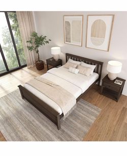 Queen size platform bed with mattress