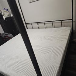 King Size Bedframe And High End Mattress  Like New!