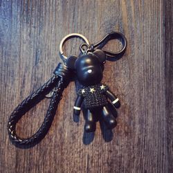 Bear black keychain cute rhinestone star kawaii cute womens accessories figure