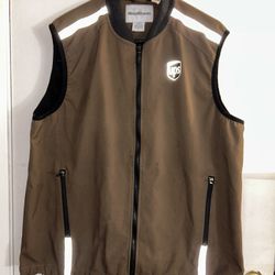 UPS wearguard employee zipped vest with logo men's brown sleeveless sz XL