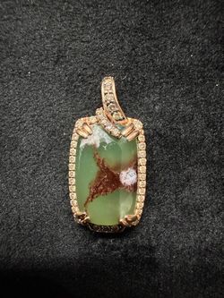 Le Vian Natural Aquaprase Necklace 1/3 ct tw Diamonds 14K Strawberry Gold 