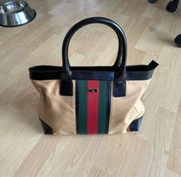 Gucci Mayfair Tote Bag Canvas Leather Beige