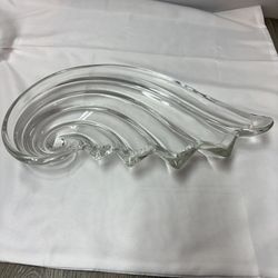 Vintage 1990s Mikasa Crystal Clearwater Nautilus Serving Tray / Bowl