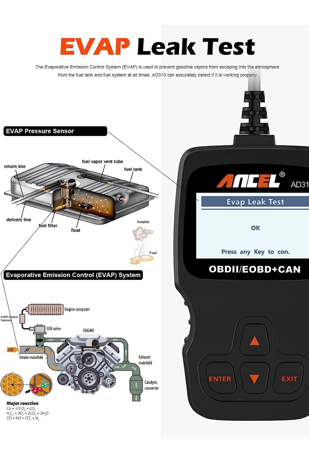 New ANCEL AD310 Classic Enhanced Universal OBD II Scanner Car Engine Fault Code Reader CAN Diagnostic Scan Tool-Black