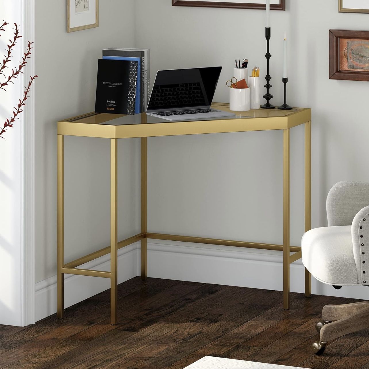 Glass Top Corner Desk 