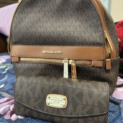 Median Brown Backpack And Wallet 
