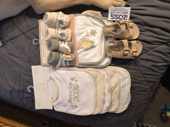 New Baby Bundle Bibs Socks and Sandals