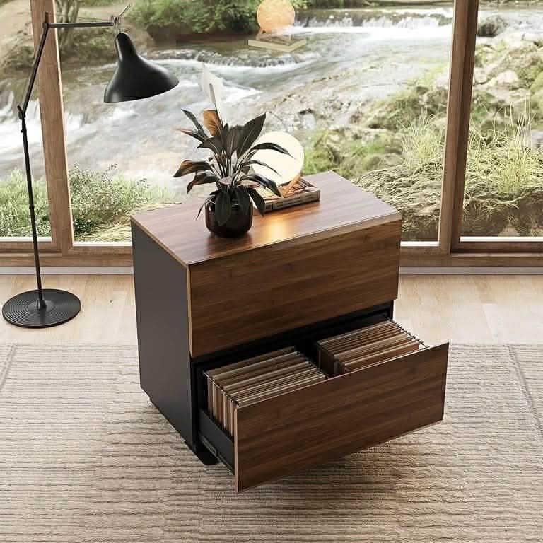 2 Drawer Lateral File Cabinet, 31w*28h Wood Filing Cabinet with Anti-tilt Mechanism, Home Office Storage Filing for Letter, A4 & Legal Size, Black Wal