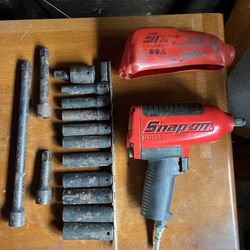 1/2” Drive Snap-on Impact Gun, Metric 10-19mm Deep Sockets, Swivel And Extensions