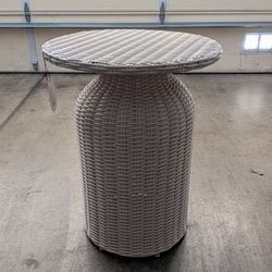 New Threshold All-Weather Wicker Round Outdoor Patio Bistro Table Tan 21.65"