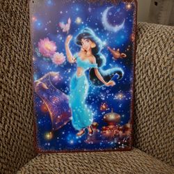 DISNEY 'JASMINE"  METAL SIGN. 12" X 8".  NEW.  PICKUP ONLY.
