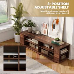 Costway 59'' Wood TV Stand Console Storage Entertainment Media Center w/ Adjustable Shelf