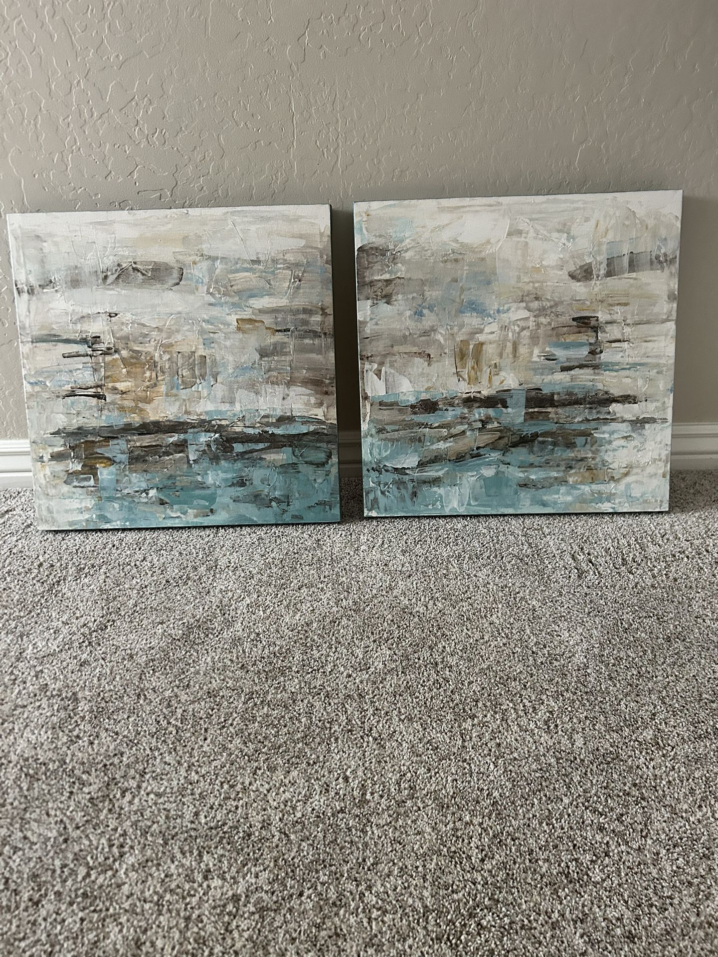 2 Like New Coordinated Canvas Prints 20" X 20 1/2"
