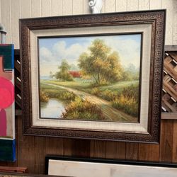 Beautiful Scenery Oil On Canvas 31 By 27 