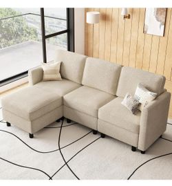 Modern Beige Sectional Sofa – Like New