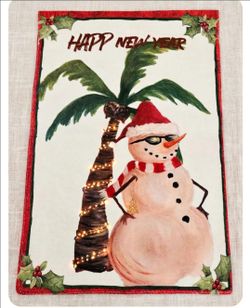 Tropical Snowman Garden Flag 12x18 Double Sided Happy New Year
