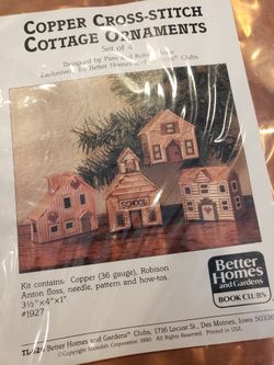 Cross-Stitch Copper Cottage Ornaments