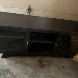 Black Stand With 6 Shelves  with Two Glass Doors (Like New)