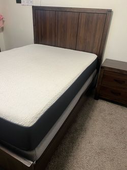 Brown Bed Frame And Nightstand