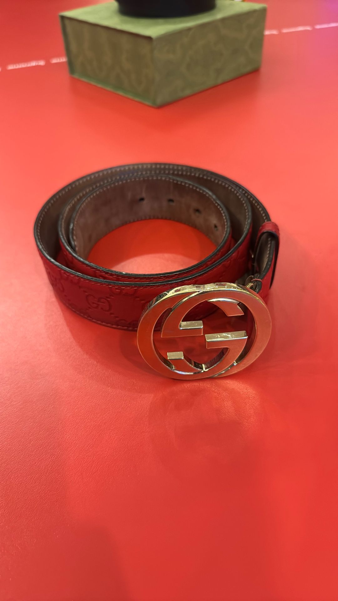 Gucci Guccisimo Red Belt Size 30-32”