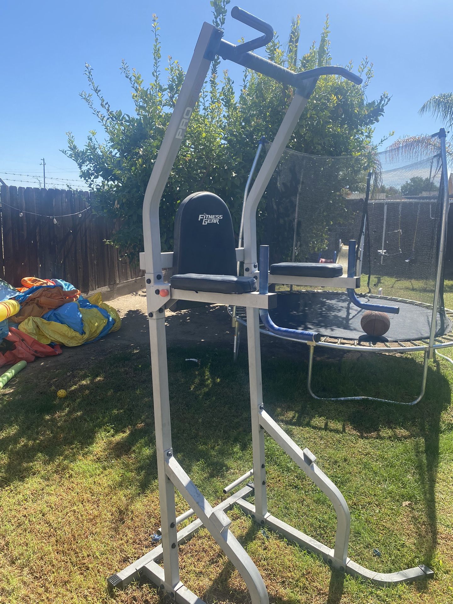 Power Tower Dip Station - Functional Workout - Pull Ups Chin Ups Knee Raises Leg Raises Dips Machine Push Ups - Home Gym Strength Training Equipment