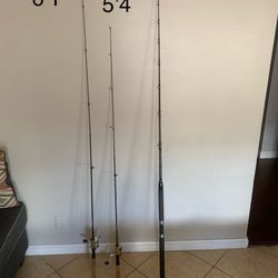 Fishing poles and one deep sea rod