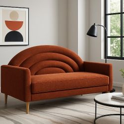 Sofa, Comfy Couch with Spring Cushions, Small Sofa for Small Spaces, Mid Century Modern Linen Upholstered 2 Seater for Living Rooms/Bedrooms/Office, W