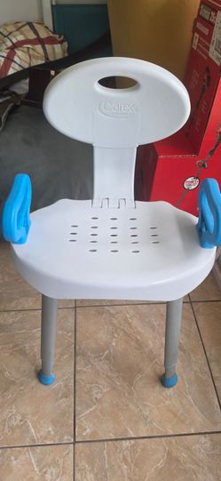 Bath and Shower Seat with Handles - Shower Chair with Back  Seniors, Handicap - Sturdy Frame - Supports Up to 300 Pounds