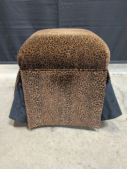 Stylish Leopard Print Upholstered Footstool Ottoman