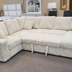 New Sectional  🚛 Free Delivery!
Corduroy w/ Sleeper and Chaise Storage!