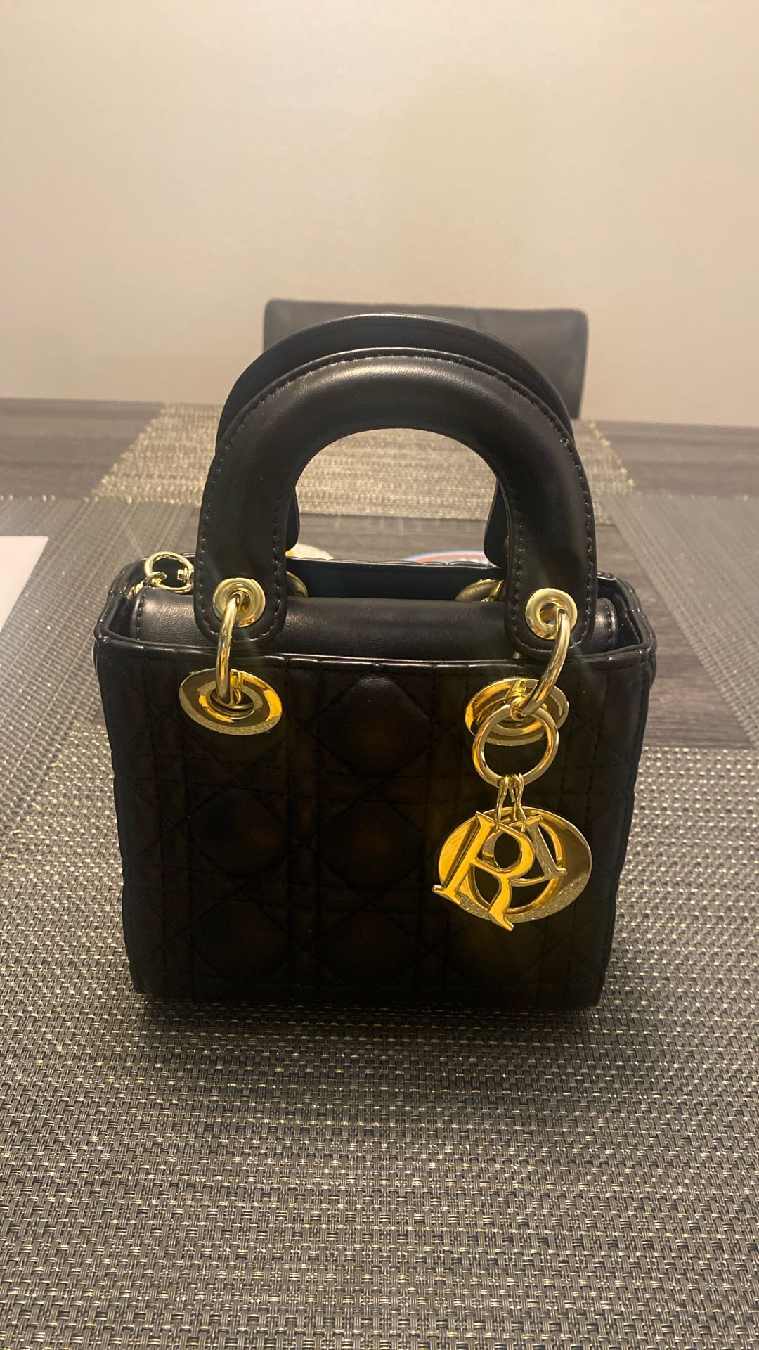 Black Purse With Gold Chain
