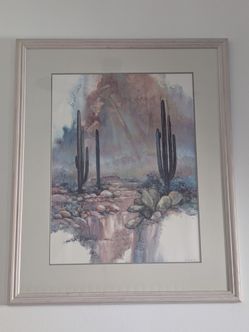 Large Pastel Desert Art Print , Cactus Art, Southwest Art, 90s Postmodern