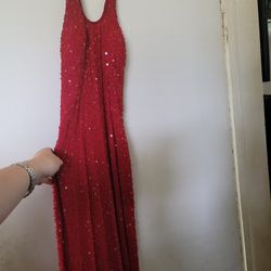 Red Bead and Sequin Prom Dress - Size Small 