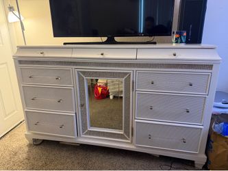 White Glamour Bedroom Dresser from Bobs Discount Furniture