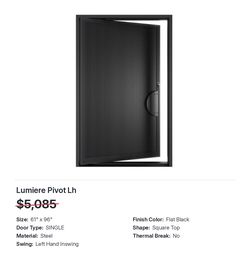 Lumiere Pivot Left Hand Inswing Door