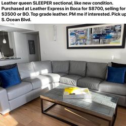 Top Grade Leather QUEEN SLEEPER sectional 