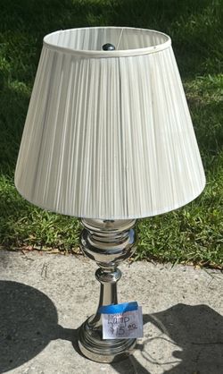 Silver lamp (2’11” from floor to top of shade) used but in good condition
