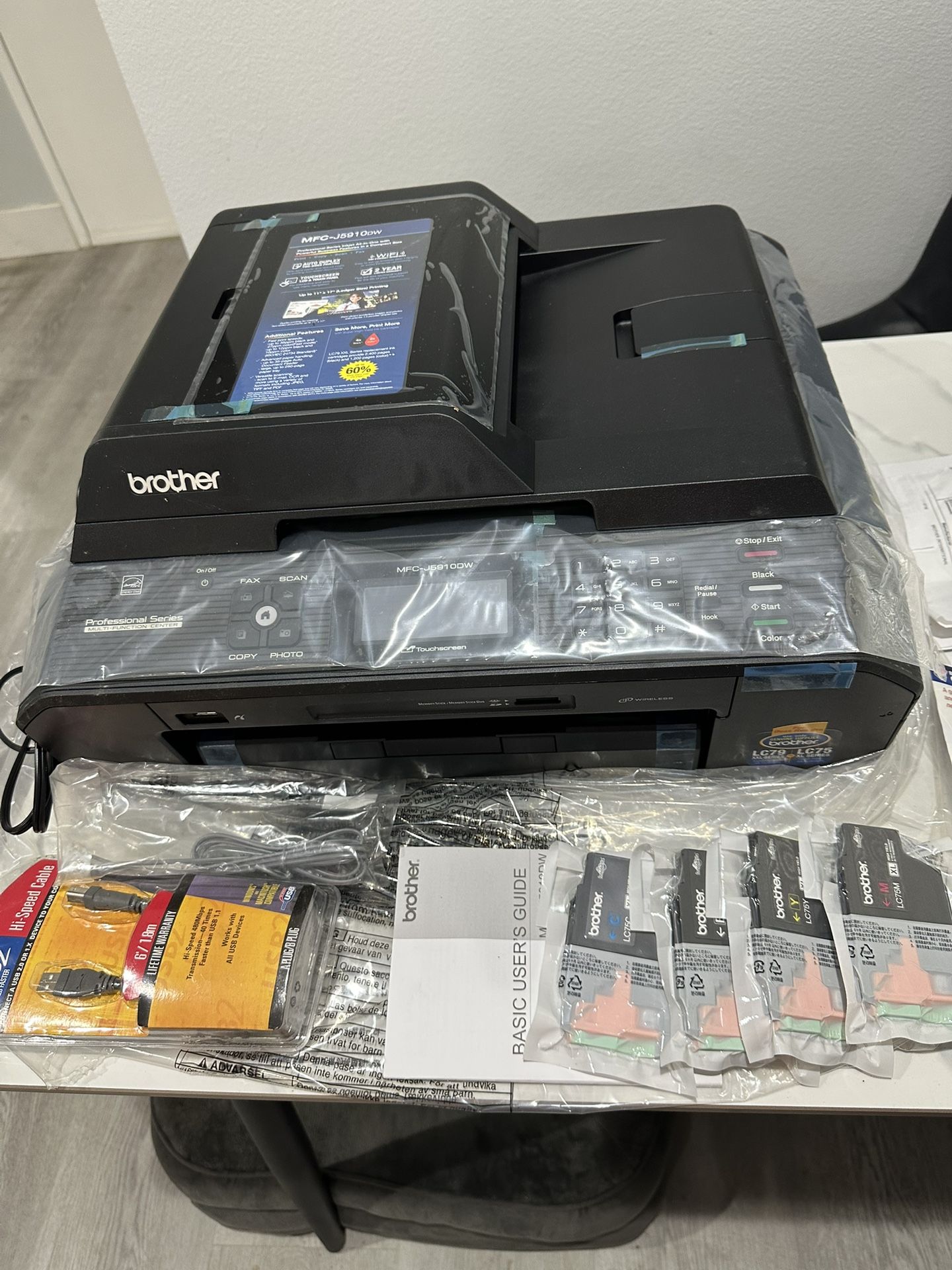 NEW !!! BROTHER “MFC-J5910DW” Professional Series Inkjet All-in-One Print-Copy-Scan-Fax Computer Printer !!!