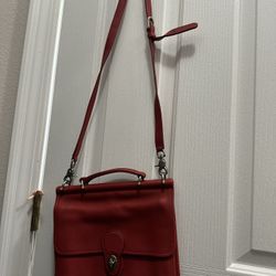 Coach Red Leather Messenger Shoulder Bag